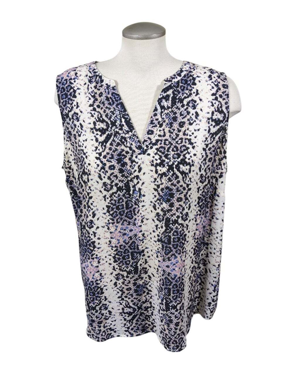 Adrianna Papell Animal Snake Print Tank Top Blouse V Neck Snakeskin Cheetah Med